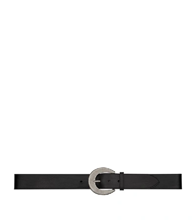 Shop Saint Laurent Leather Polished-buckle Belt