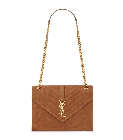 Shop Saint Laurent Medium Suede Monogram Envelope Shoulder Bag