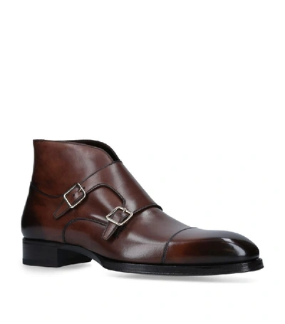 Shop Tom Ford Leather Elkan Monk Boots