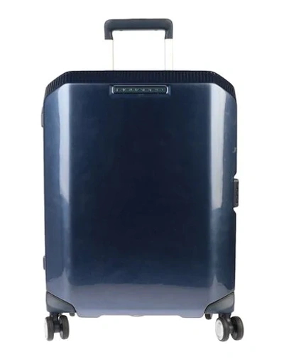 Shop Piquadro Wheeled Luggage In Blue