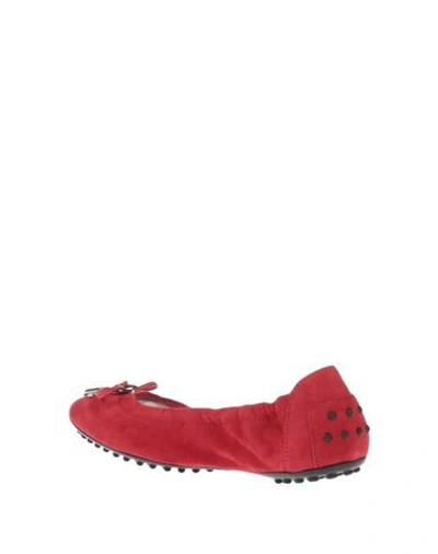 Shop Tod's Woman Ballet Flats Red Size 6.5 Soft Leather