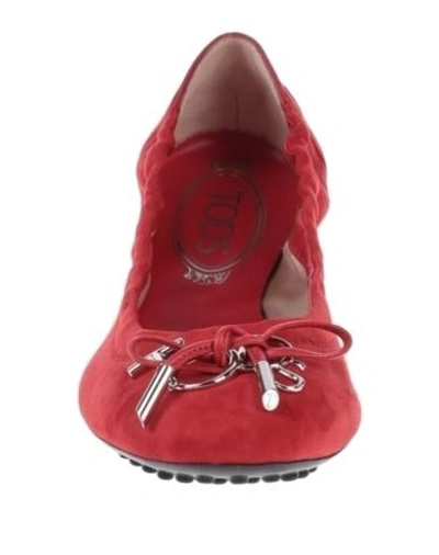 Shop Tod's Woman Ballet Flats Red Size 6.5 Soft Leather