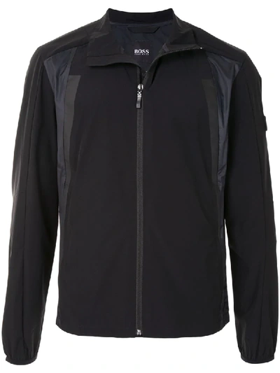 Shop Hugo Boss Contrast-panel Light Jacket In Black