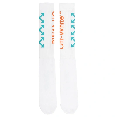 Pre-owned Off-white  Arrow Socks White/orange/blue