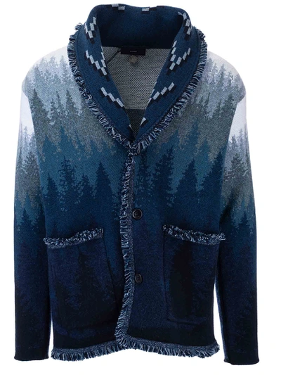 Shop Alanui Woods Cashmere Cardigan In Blue