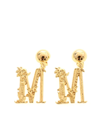 Shop Moschino Gold-colored M Logo Earrings