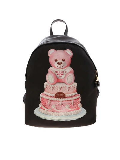 Shop Moschino Cake Teddy Bear Logo Print Backpack In Black