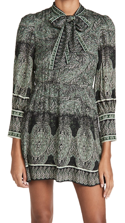 Shop Alice And Olivia Tanisha Flare Dress With Neck Tie In Bohemia Multi