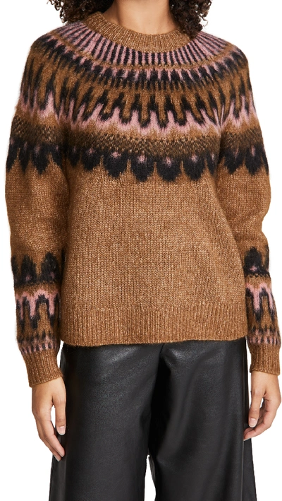 Shop A.l.c Hollis Sweater In Allspice/black/coral Pink
