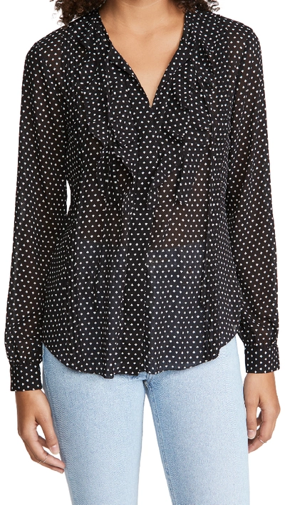 Shop L Agence Tabitha Ruffle Blouse In Black/ivory Carte Jouer