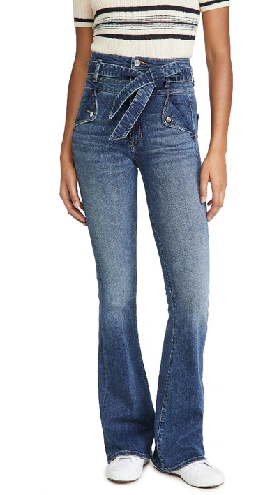 Shop Veronica Beard Jean Giselle High Rise Flare Skinny Jeans In Nantucket