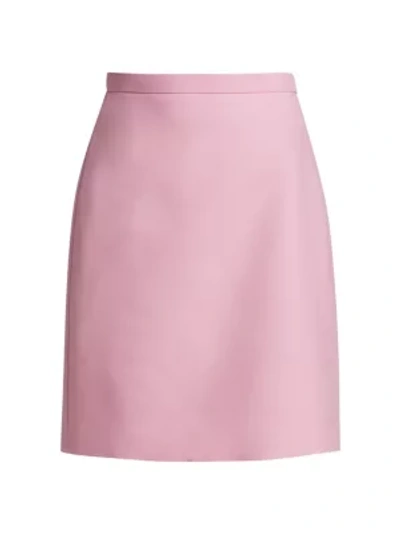 Shop Gucci Cady Wool Silk Mini Skirt In Lilac Rose
