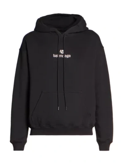 Shop Balenciaga Fitted Logo Hoodie In Ecru Noir