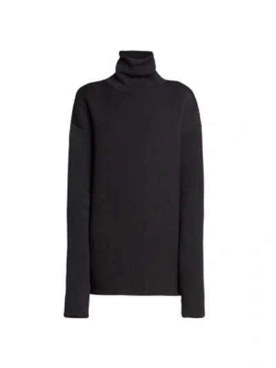 Shop Balenciaga Rib-knit Highneck Sweater In Noir