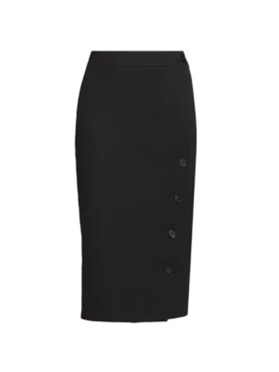 Shop Balenciaga Buttoned Side Slit Pencil Skirt In Noir