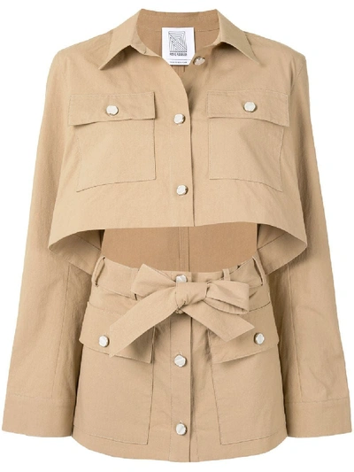 Shop Rosie Assoulin Khaki Slit Utility Jacket