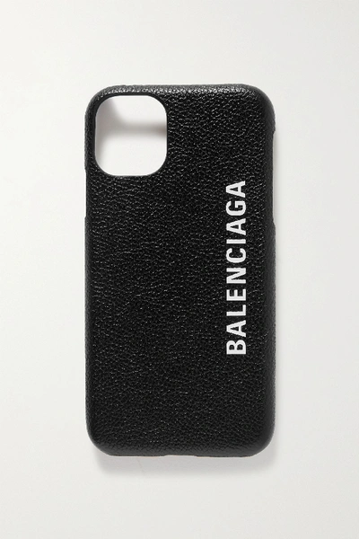 Shop Balenciaga Printed Textured-leather Iphone 11 Case In Black