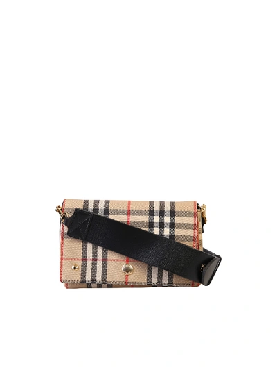 Shop Burberry Checked Bag In Beige