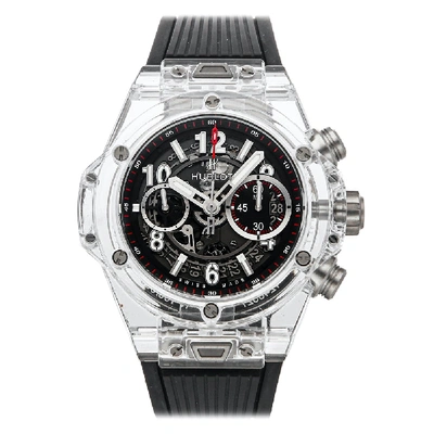 Pre-owned Hublot Black Sapphire Crystal Big Bang Unico Limited Edition 411.jx.117.rx Men's Wristwatch 45 Mm