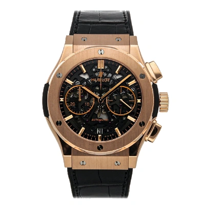 Pre-owned Hublot Black 18k Rose Gold Classic Fusion Aerofusion King 525.ox.0180.lr Men's Wristwatch 45 Mm