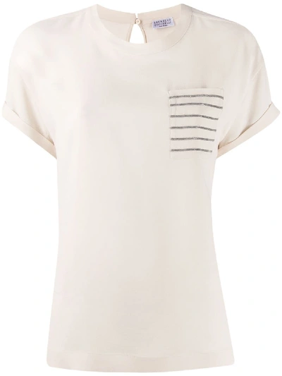 Shop Brunello Cucinelli Silk T-shirt In White