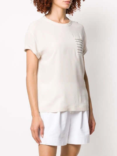 Shop Brunello Cucinelli Silk T-shirt In White