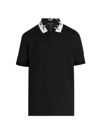 Shop Versace Men's Mitchel-fit Logo Collar Polo In Black