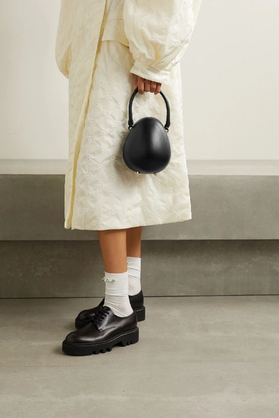 Shop Simone Rocha Egg Mini Leather Tote In Black