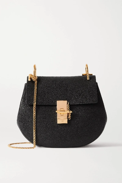 Shop Chloé Drew Textured-leather Shoulder Bag In Black