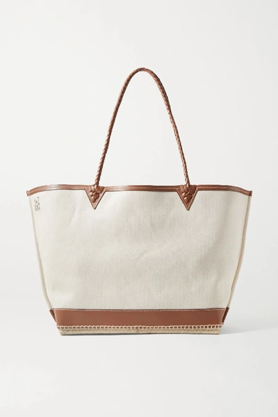 Shop Altuzarra Espadrille Large Leather And Jute-trimmed Canvas Tote In Cream