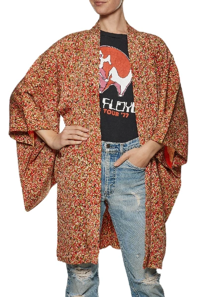 Pre-owned Vintage Silk Kimono Haori In Red