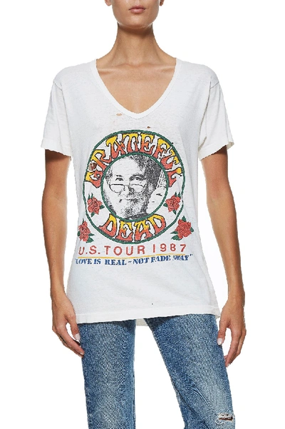 Pre-owned Vintage Grateful Dead "u.s. Tour 1987" V-neck Tee In White