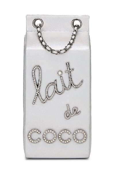 Pre-owned Chanel Metallic Silver Leather Coco Milk Carton Bag