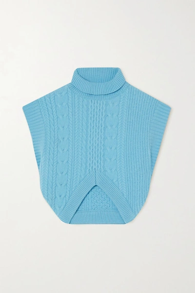 Shop Andersson Bell Kyla Cropped Cable-knit Turtleneck Wool Vest In Sky Blue