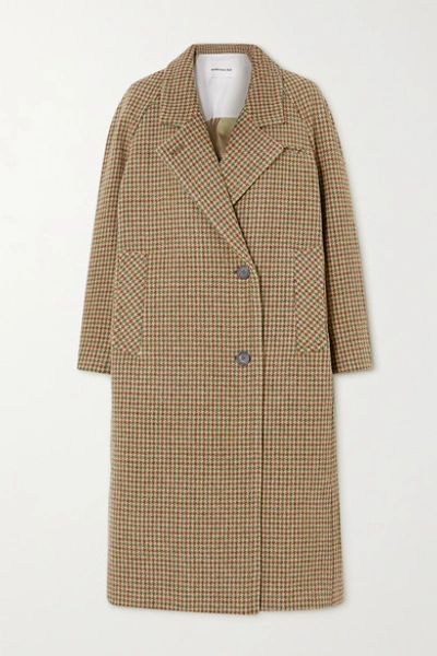 Shop Andersson Bell Ingrid Houndstooth Cotton-tweed Coat In Beige