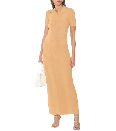 Shop Jacquemus La Robe Maille Polo Maxi Dress In Yellow