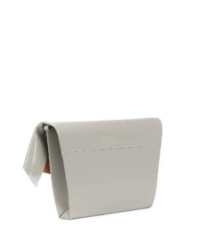 Shop Maison Margiela Snatched Large Patent Leather Clutch In Grey