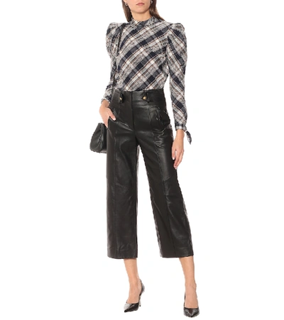 Shop Veronica Beard Agee Wide-leg Leather Pants In Black