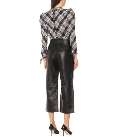 Shop Veronica Beard Agee Wide-leg Leather Pants In Black