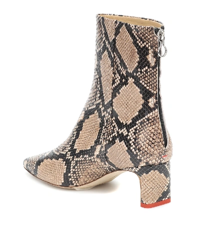 Shop Aeyde Ivy Snake-effect Leather Ankle Boots In Brown