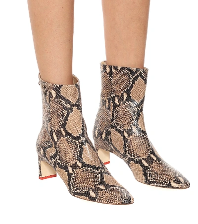 Shop Aeyde Ivy Snake-effect Leather Ankle Boots In Brown