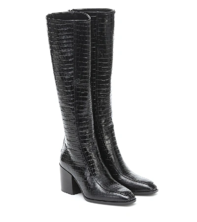 Shop Aeyde Charlie Leather Knee-high Boots In Black