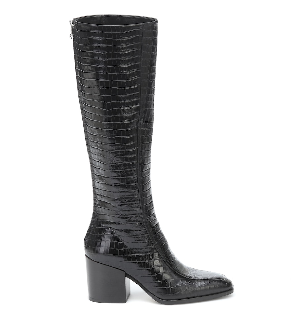 nikitta croc embossed knee high boot