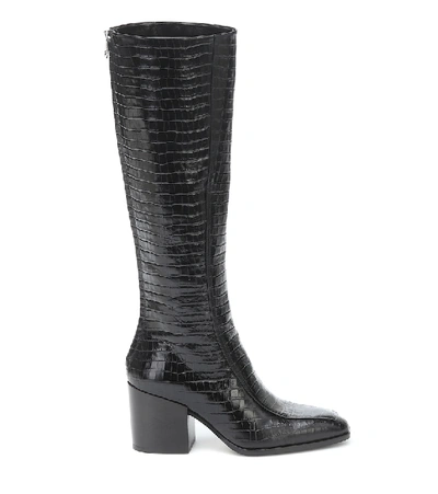 Shop Aeyde Charlie Leather Knee-high Boots In Black