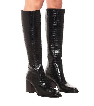 Shop Aeyde Charlie Leather Knee-high Boots In Black