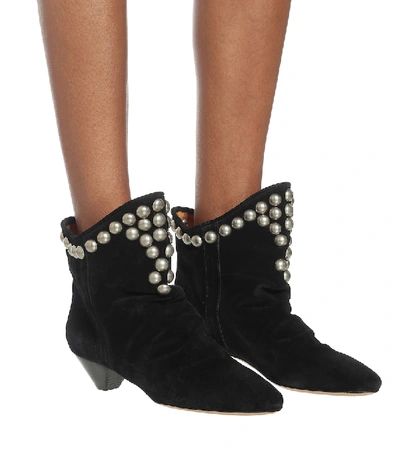 Shop Isabel Marant Doey Suede Ankle Boots In Black
