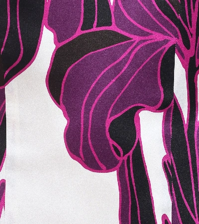Shop Dries Van Noten Floral Silk Midi Dress In Purple