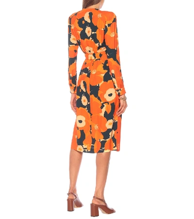 Shop Dries Van Noten Floral Wrap Dress In Orange