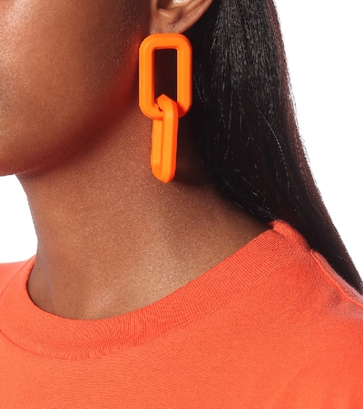 Shop Off-white Interlocking Earrings In Orange