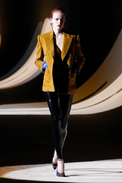 Shop Saint Laurent Wool And Cashmere Blazer In Yellow